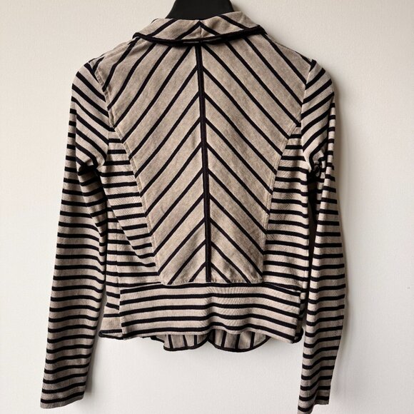 Marc Cain Sports Y2K Beige Striped Zippered Blazer Jacket - Picture 6 of 8